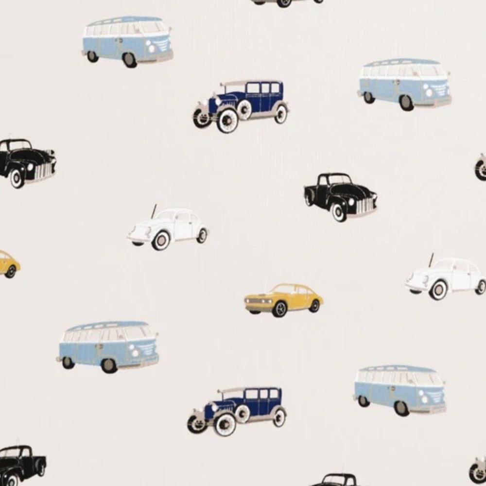 Kyte BABY Cream Bamboo Twin Fitted Sheet with Vintage Car Print - Picture 2 of 2
